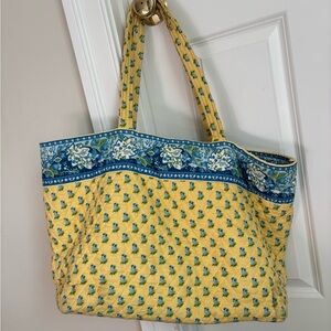 Vera Bradley Yellow and French Blue Quilted Tote Bag